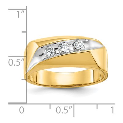Men's 14K Yellow Gold 3-Stone Diamond Ring Mounting – view 3