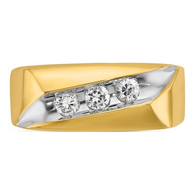 Men's 14K Yellow Gold 3-Stone Diamond Ring Mounting – view 6