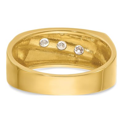 Men's 14K Yellow Gold 3-Stone Diamond Ring Mounting – view 7