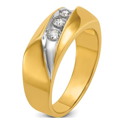 Men's 14K Yellow Gold 3-Stone Diamond Ring Mounting – view 8