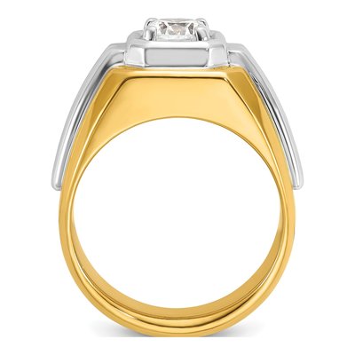 Men's 14K Two-Tone Gold 1 ct tw Lab-Grown Diamond Grooved Ring – view 2