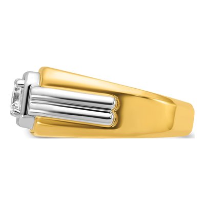 Men's 14K Two-Tone Gold 1 ct tw Lab-Grown Diamond Grooved Ring – view 3