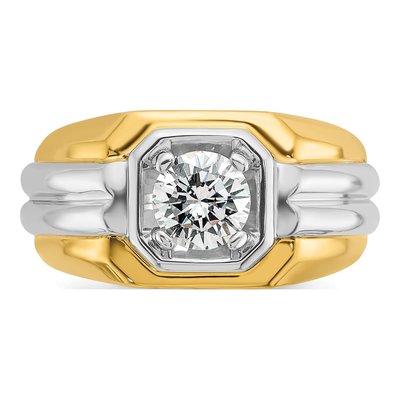 Men's 14K Two-Tone Gold 1 ct tw Lab-Grown Diamond Grooved Ring – view 4