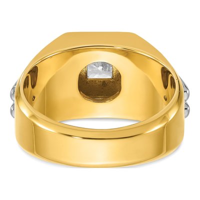 Men's 14K Two-Tone Gold 1 ct tw Lab-Grown Diamond Grooved Ring – view 5