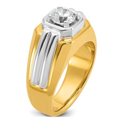 Men's 14K Two-Tone Gold 1 ct tw Lab-Grown Diamond Grooved Ring – view 6