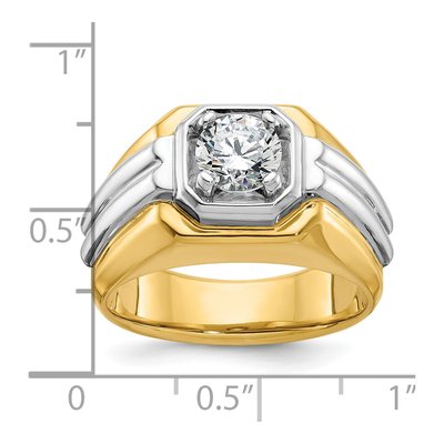 Men's 14K Two-Tone Gold 1 ct tw Lab-Grown Diamond Grooved Ring – view 7
