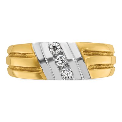 Men's 10K Two-Tone Gold 1/5 ct tw Diamond 3-Stone Ring – view 6