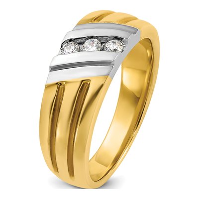 Men's 10K Two-Tone Gold 1/5 ct tw Diamond 3-Stone Ring – view 8