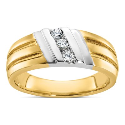 Men's 10K Two-Tone Gold 1/5 ct tw Diamond 3-Stone Ring
