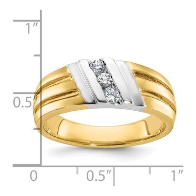 Men's 14K Two-Tone Gold 3-Stone Diamond Ring Mounting – view 3