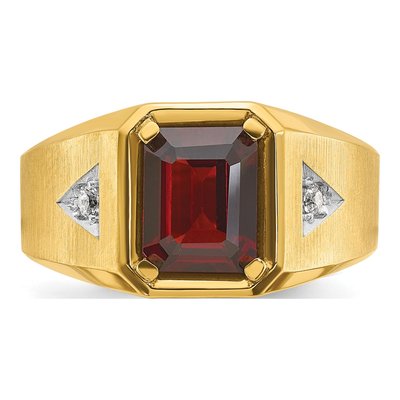 Men's 14K Yellow Gold Garnet Diamond Ring Mounting – view 6