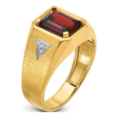 Men's 14K Yellow Gold Garnet Diamond Ring Mounting – view 8