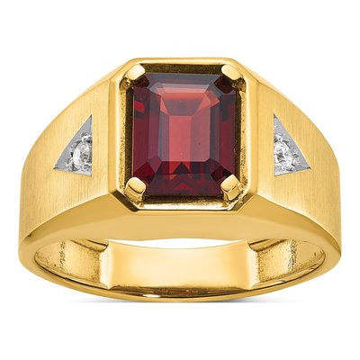 Men's 14K Yellow Gold Garnet Diamond Ring Mounting