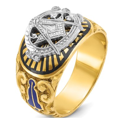 Men's 10K Two-Tone Gold Masonic Blue Lodge Ring – view 6