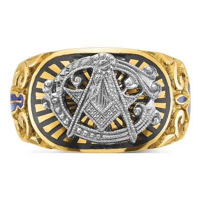 Men's 14K Two-Tone Gold Masonic Blue Lodge Ring – view 4