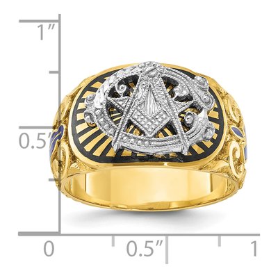 Men's 14K Two-Tone Gold Masonic Blue Lodge Ring – view 8