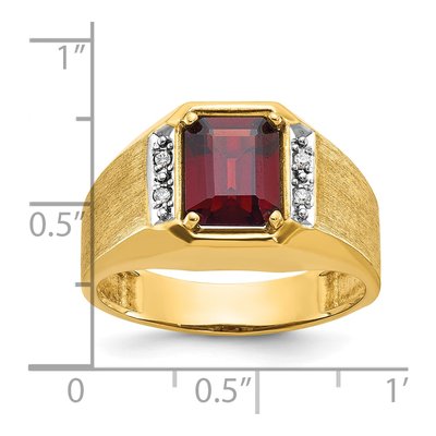Men's 14K Yellow Gold 1/20 ct tw Lab-Created Ruby & Diamond Octagon Ring – view 4