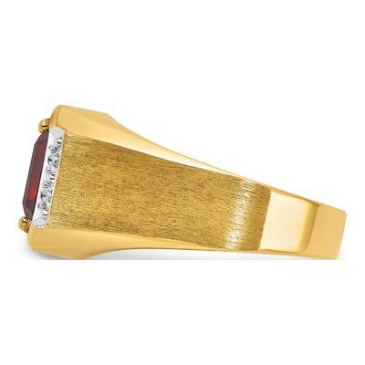 Men's 14K Yellow Gold 1/20 ct tw Lab-Created Ruby & Diamond Octagon Ring – view 6