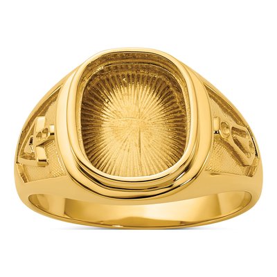 Men's 14K Yellow Gold Masonic Ring Mounting
