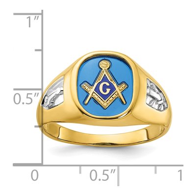 Men's 10K Yellow Gold Masonic Blue Lodge Ring – view 3