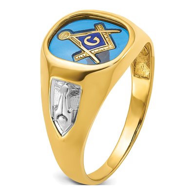 Men's 10K Yellow Gold Masonic Blue Lodge Ring – view 8