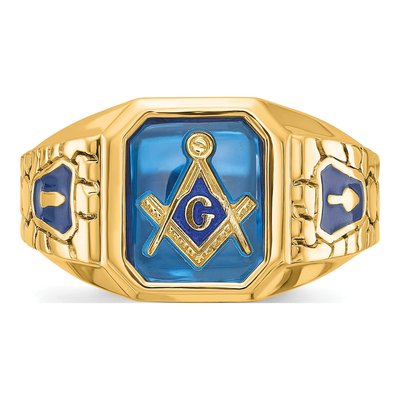 Men's 10K Yellow Gold Masonic Blue Lodge Ring – view 4