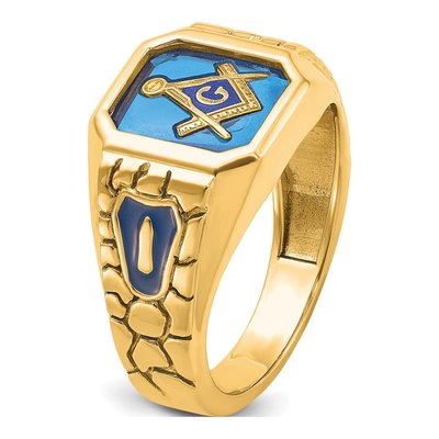 Men's 10K Yellow Gold Masonic Blue Lodge Ring – view 6