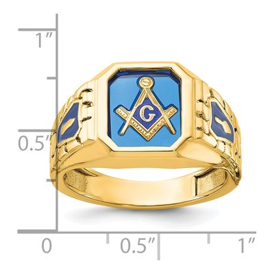 Men's 10K Yellow Gold Masonic Blue Lodge Ring – view 8
