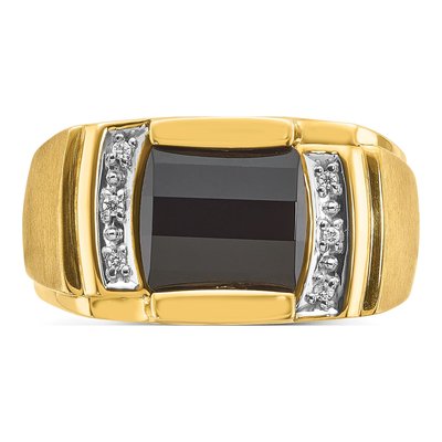 Men's 10K Yellow Gold Onyx Diamond Ring Mounting – view 7