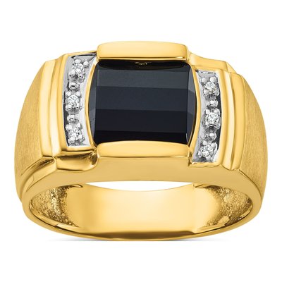 Men's 10K Yellow Gold Onyx Diamond Ring Mounting