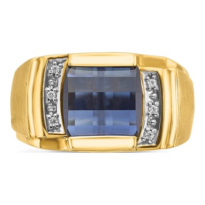 Men's 10K Yellow Gold 1/20 ct tw Diamond Cushion Ring – view 6