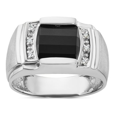Men's 14K White Gold Onyx Diamond Ring Mounting