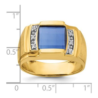 Men's 14K Yellow Gold 1/20 ct tw Lab-Created Sapphire & Diamond Barrel Ring – view 3