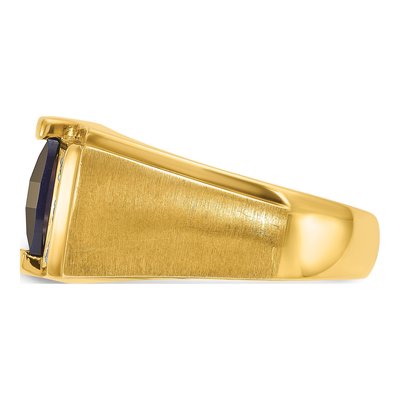 Men's 14K Yellow Gold 1/20 ct tw Lab-Created Sapphire & Diamond Barrel Ring – view 5