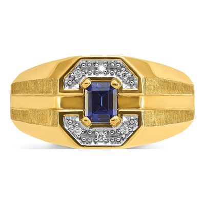 Men's 14K Yellow Gold Sapphire Diamond Ring Mounting – view 6