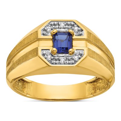 Men's 14K Yellow Gold Sapphire Diamond Ring Mounting