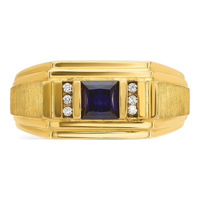 Men's 10K Yellow Gold Sapphire Diamond Ring Mounting – view 6