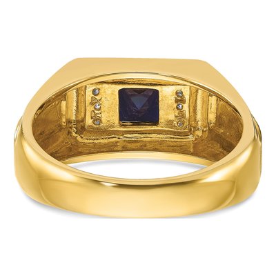 Men's 10K Yellow Gold Sapphire Diamond Ring Mounting – view 7