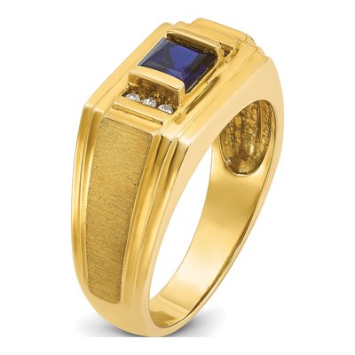 Men's 10K Yellow Gold Sapphire Diamond Ring Mounting – view 8