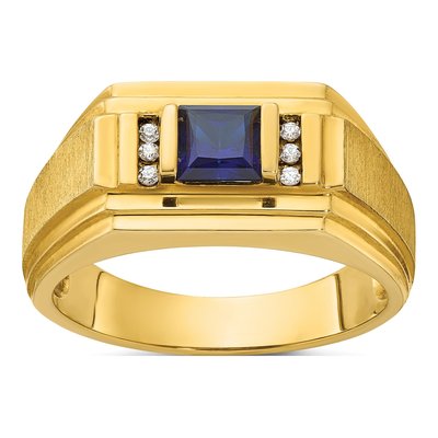 Men's 10K Yellow Gold Sapphire Diamond Ring Mounting
