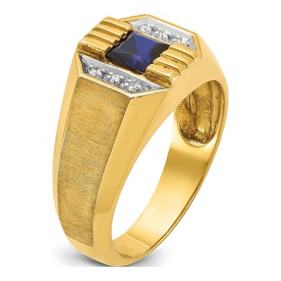 Men's 14K Yellow Gold 1/20 ct tw Diamond Square Ring – view 8
