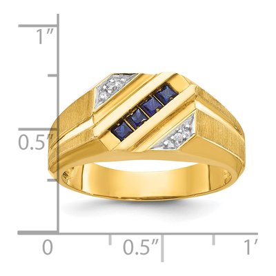 Men's 14K Yellow Gold Sapphire Diamond Ring Mounting – view 3