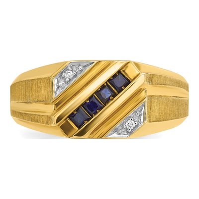 Men's 14K Yellow Gold Sapphire Diamond Ring Mounting – view 6