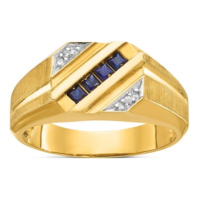 Men's 14K Yellow Gold Sapphire Diamond Ring Mounting