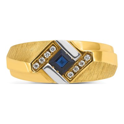 Men's 10K Yellow Gold Sapphire Diamond Ring Mounting – view 6