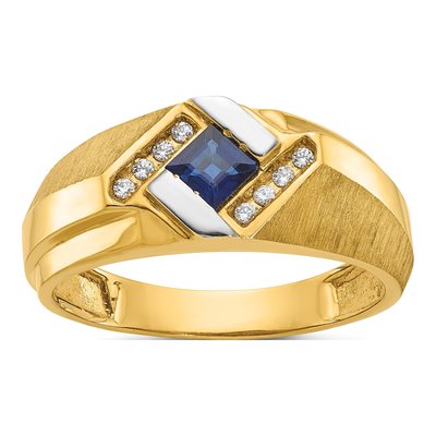 Men's 14K Yellow Gold Sapphire Diamond Ring Mounting