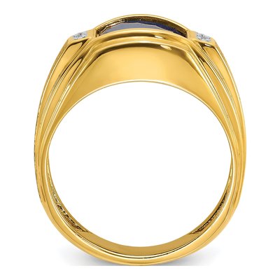 Men's 14K Yellow Gold Sapphire Diamond Barrel Ring Mounting – view 2