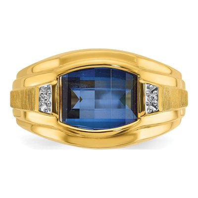 Men's 14K Yellow Gold Sapphire Diamond Barrel Ring Mounting – view 6