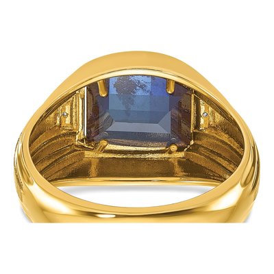 Men's 14K Yellow Gold Sapphire Diamond Barrel Ring Mounting – view 7