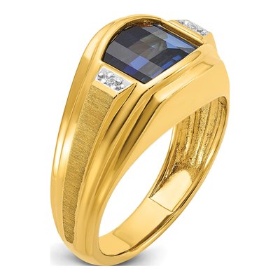 Men's 14K Yellow Gold Sapphire Diamond Barrel Ring Mounting – view 8